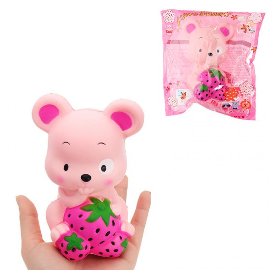 Squishy Strawberry Rat 13CM Slow Rising Soft Toy Stress Relief Gift Collection With Packing