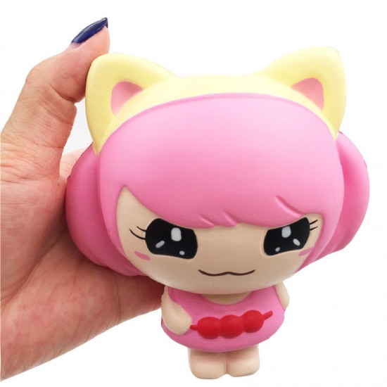 Pink Little Girl Squishy Hanging Decoration 12CM Cute Doll Gift Collection Packaging