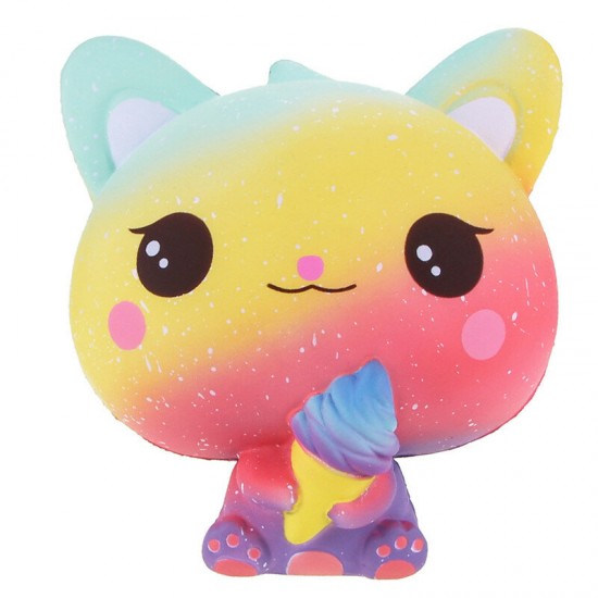 Squishy Jumbo Kitten Holding Ice Cream 15CM Licensed Slow Rising With Packaging Collection Gift Toy