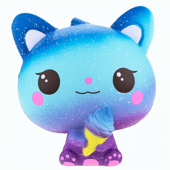 Squishy Jumbo Kitten Holding Ice Cream 15CM Licensed Slow Rising With Packaging Collection Gift Toy