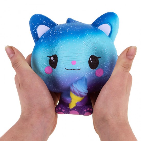 Squishy Jumbo Kitten Holding Ice Cream 15CM Licensed Slow Rising With Packaging Collection Gift Toy