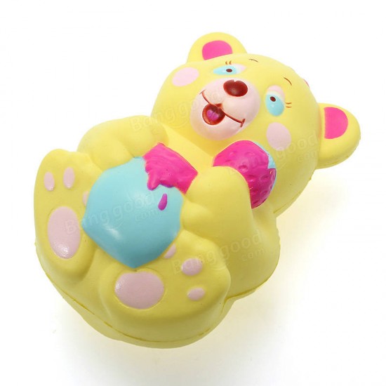 Squishy Strawberry Bear Holding Honey Pot 12cm Slow Rising With Packaging Collection Gift Toy