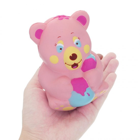 Squishy Strawberry Bear Holding Honey Pot Pink Slow Rising With Packaging Collection Gift Toy