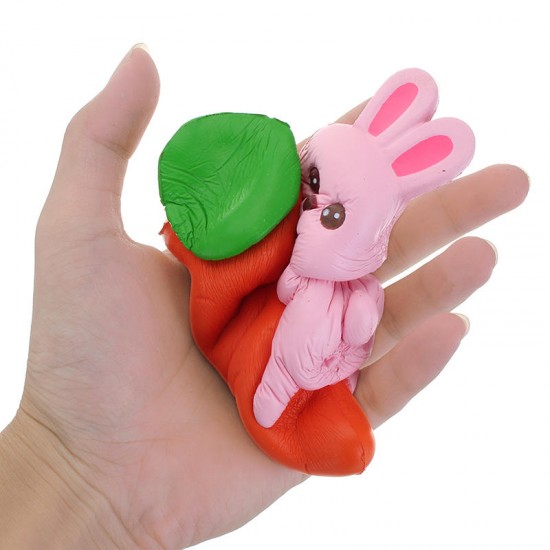 Squishy Rabbit Bunny Holding Carrot 13cm Slow Rising With Packaging Collection Gift Decor Toy