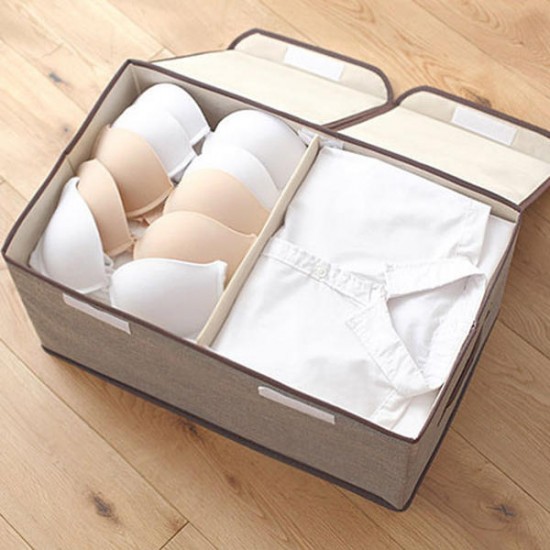 Large Double Cover Clothes Separate Storage Box Toy Storage Case Underwear Container Clothes Storage Bag