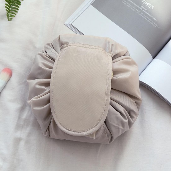 Polyester Solid Color Drawstring Cosmetic Bag Travel Portable Lazy Storage Bag