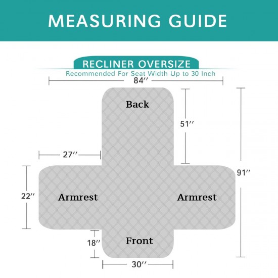 30 inch Larger Breathable Waterproof Wear-Resisting Double-Sided Available Polyester Recliner Chair Slipcover