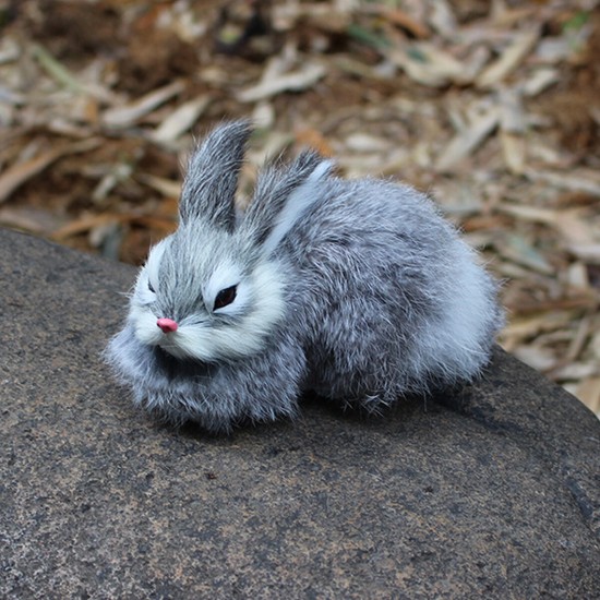 15cm Mini Realistic Cute White Plush Rabbits Fur Lifelike Animal Furry Easter Bunny Stuffed Plush Toy