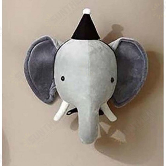 3D Plush Animal Heads Elephant Bear Deer Wall Decor for Children Christmas Birthday Stuffed Plush Toy