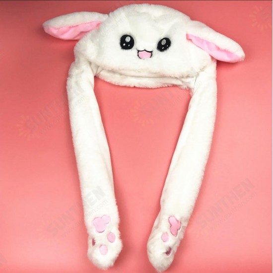 LED Light Rabbit Ear Hat Can Move Airbag Cap 60CM Electric Stuffed Plush Gift Valentines Dance Toy