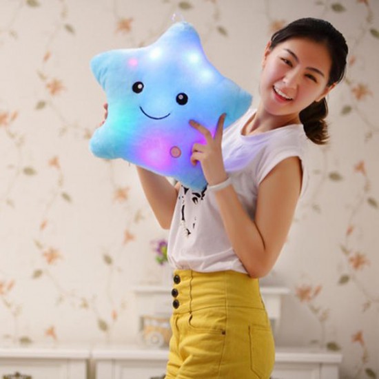 Smile Star LED Flash Light Stuffed Cushion Soft Cotton Plush Throw Pillow Decor Children Valentines Gift Toy