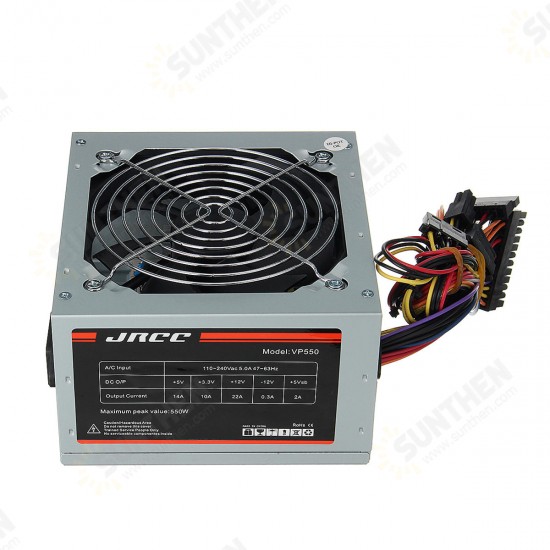 12V 550W Gaming PC Power Supply Unit Quiet Fan CPU ATX 4-Pin PCI-E SATA PC Computer