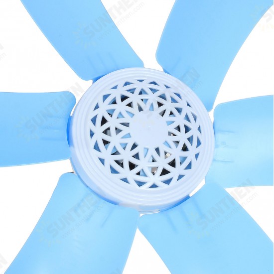 220V 7W Portable 6 Blades Mini Ceiling Fan with White ABS Blades Power Plug Switch Energy Saving Fan