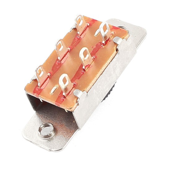 250V 3A 125V 6A 6 Pins 2 Positions DPDT On/On Mini Slide Switch