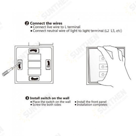 3 Gang 2 Way Glas Touchscreen Lichtschalter Intelligent Remote Control Switch