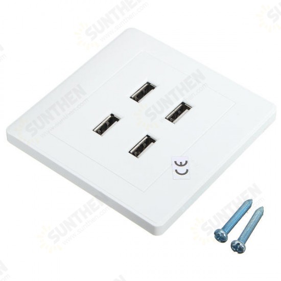 3.1A AC Power Wall Receptacle Socket Plate Charger Outlet Panel with 4 USB Port