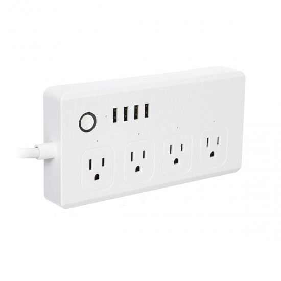 4 AC 4 USB Smart Switch Socket App Timing Remote Control Support Alexa Google Home IFTTT Voice Control