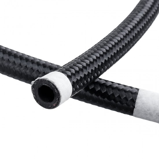 5FT AN4/AN6/AN8/AN10 Car Fuel Hose Oil Gas Line Nylon Stainless Steel Braided Black