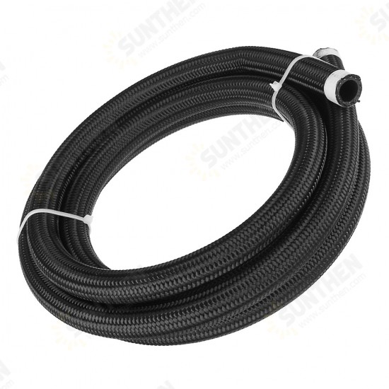 8FT AN4/AN6/AN8/AN10 Car Fuel Hose Oil Gas Line Nylon Stainless Steel Braided Black