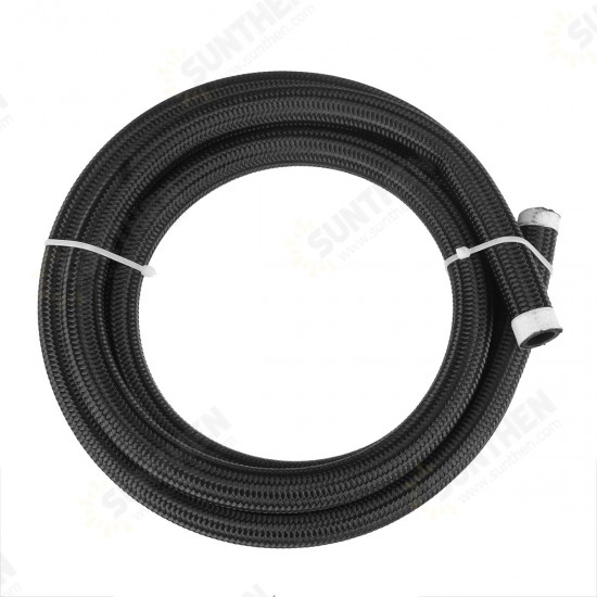 8FT AN4/AN6/AN8/AN10 Car Fuel Hose Oil Gas Line Nylon Stainless Steel Braided Black