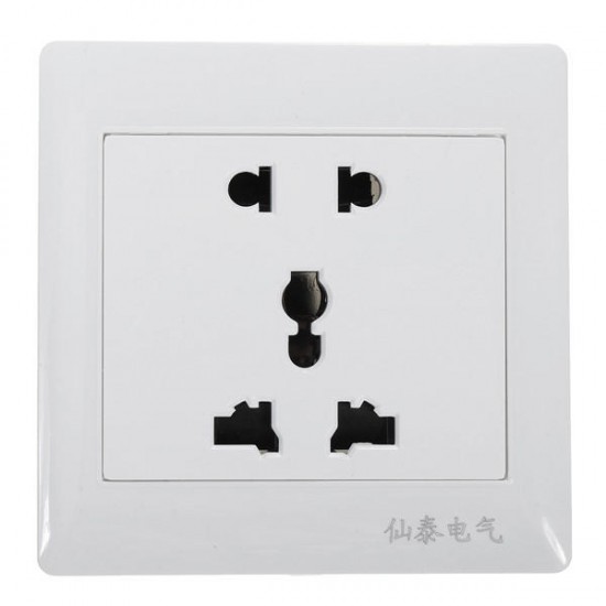 AC 110-250V 10A Dual Port 5-hole Wall Charger Socket Power Outlets Panel