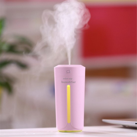 DC 5V 230ML LED Air Humidifier Ultrasonic Cool Mist Purifier USB Rechargeable Home Car