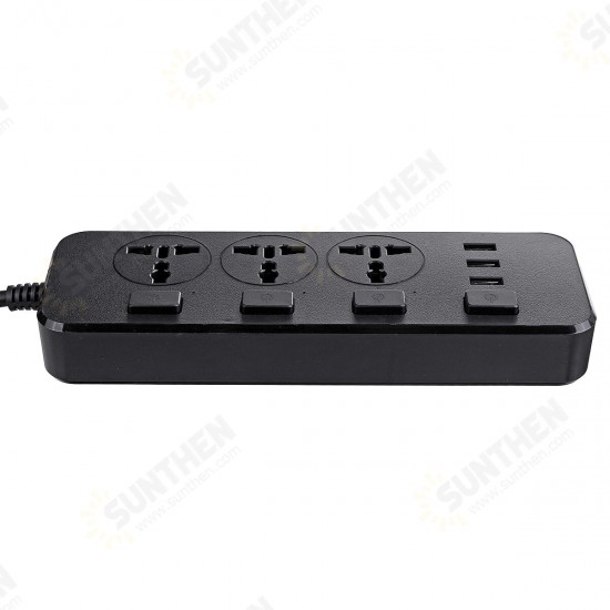 Electric 3 Socket Outlet + 3 USB Extension Power Strip 5V 2.1A US/UK Plug Cord