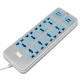 Electric 8 Socket Outlet + 4 USB Extension Power Strip US/UK Plug 6.6ft Cord