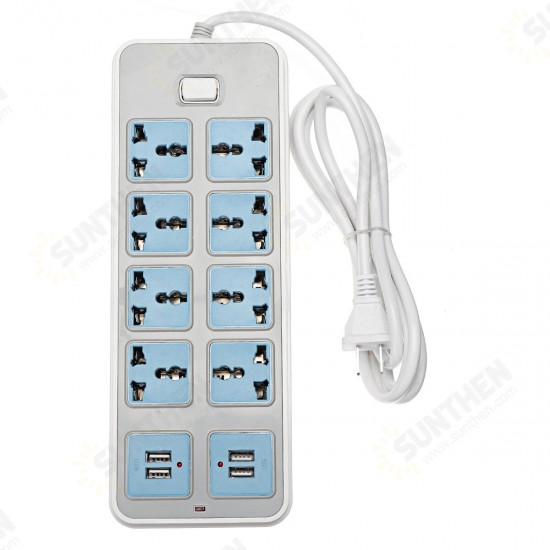 Electric 8 Socket Outlet + 4 USB Extension Power Strip US/UK Plug 6.6ft Cord