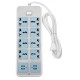 Electric 8 Socket Outlet + 4 USB Extension Power Strip US/UK Plug 6.6ft Cord