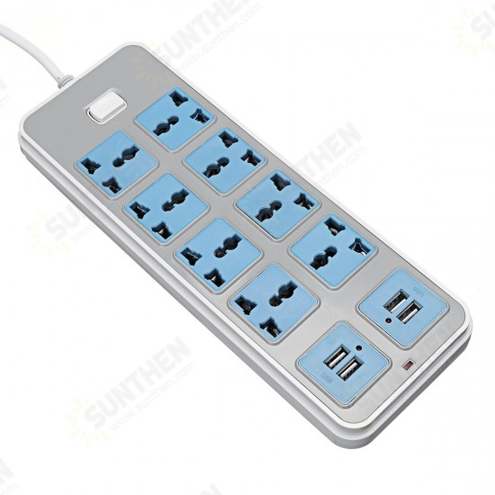 Electric 8 Socket Outlet + 4 USB Extension Power Strip US/UK Plug 6.6ft Cord