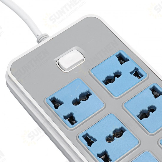 Electric 8 Socket Outlet + 4 USB Extension Power Strip US/UK Plug 6.6ft Cord