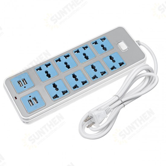 Electric 8 Socket Outlet + 4 USB Extension Power Strip US/UK Plug 6.6ft Cord