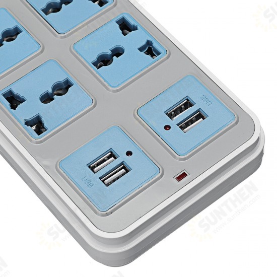 Electric 8 Socket Outlet + 4 USB Extension Power Strip US/UK Plug 6.6ft Cord