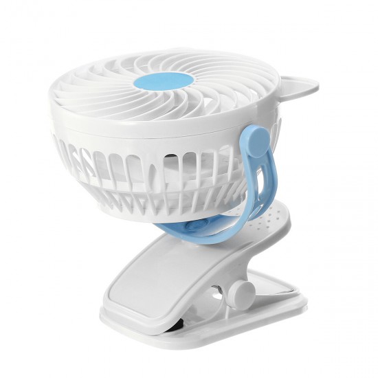 Mini USB Clip-on Fan 360° Rotation 3 Speeds USB Rechargeable Portable Travel Desktop Fan