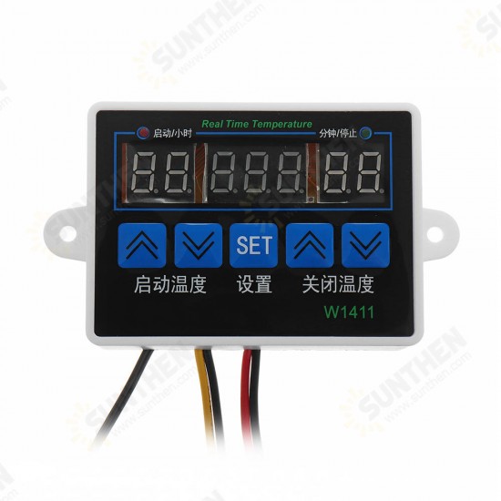 W1411 12V 24V 220V 10A LED Digital Temperature Controller Thermostat Control Switch Sensor for Greenhouses Aquatic Animal Husbandry