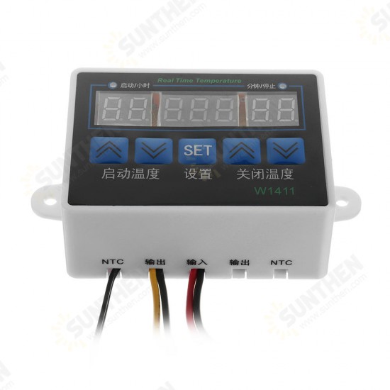 W1411 12V 24V 220V 10A LED Digital Temperature Controller Thermostat Control Switch Sensor for Greenhouses Aquatic Animal Husbandry