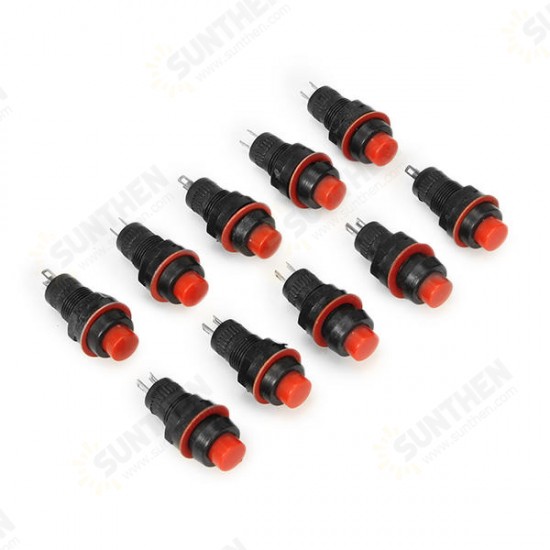 DS-211 125V 2A 10mm Self Locking NO Switch Push Button Round 10pcs