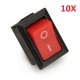 KCD-101 250V 6A Copper Boat Rocker Switch 2-Pin Plastic Button ON/Off SPST 10pcs