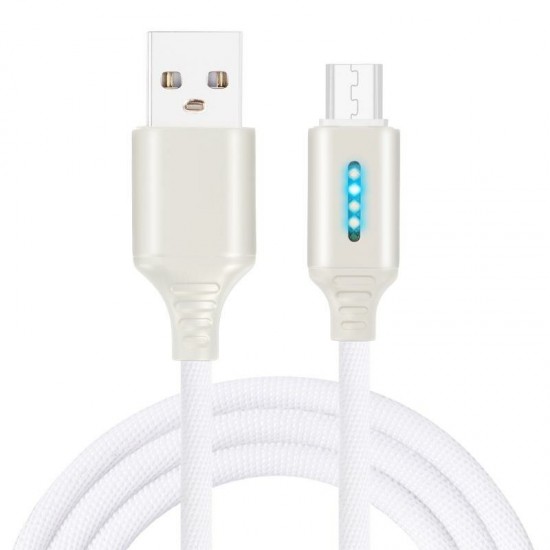 Smart LED Auto Disconnect Charger Nylon Braided Micro USB 2A Tablet Cable-1M