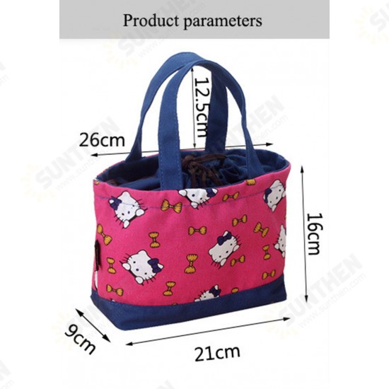 New Portable Canvas Lunch Bag Thermal Insulated Snack Lunch Box Carry Tote Storage Bag Travel Picnic