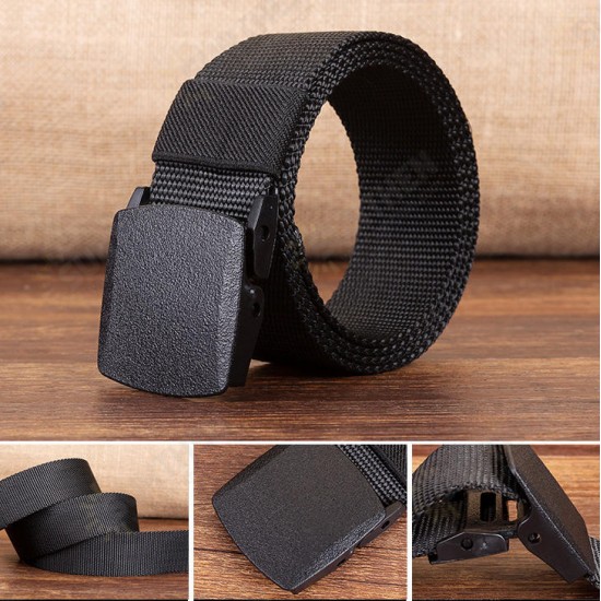 120cm R01 Men Women Canvas Adjustable Quick Release Tactical Belt PE Buckle 3.8cm Width Waistband