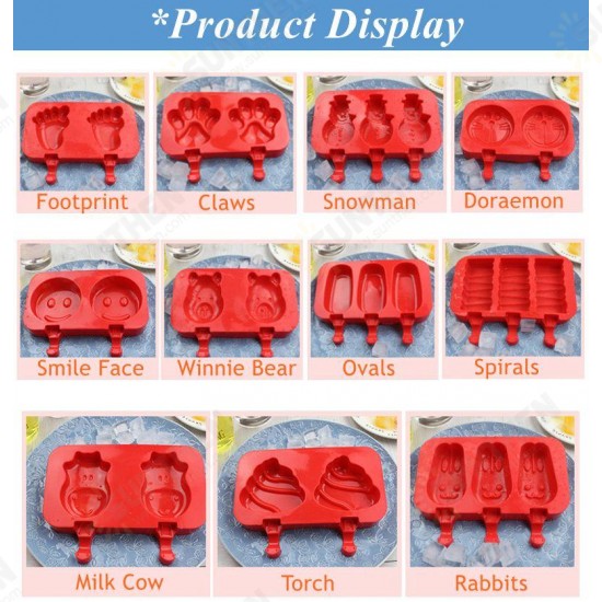 Creative Silicone Ice Cream Mold Ice Lolly Mold Rod Ice Mold Red Food Grade