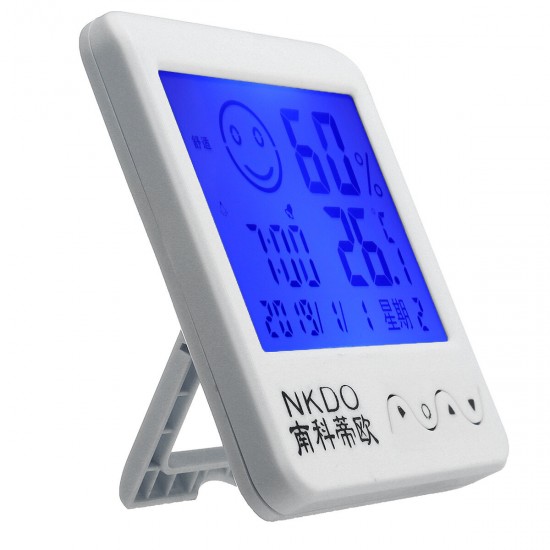 Digital Desktop Thermo-hygrometer Alarm Clock LCD Screen Temperature Humidity