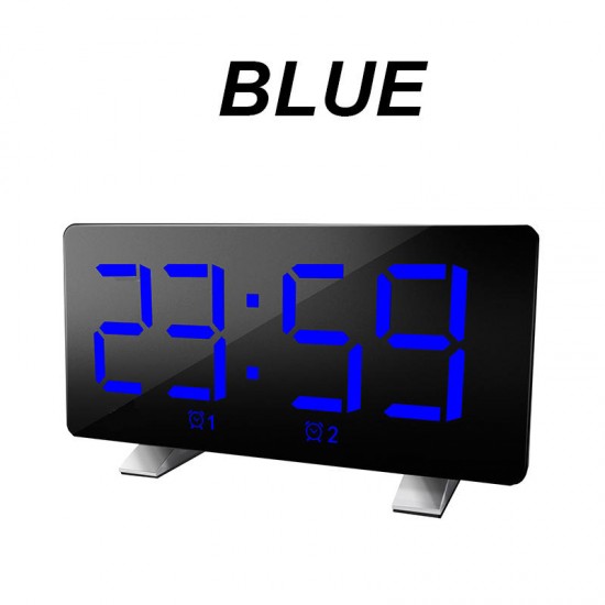 Mirror Digital Display LED Snooze Alarm Clock USB Time Night Mode Clock