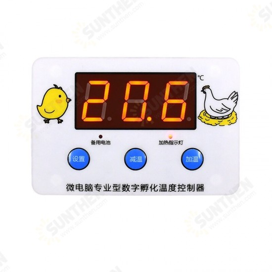 XH-W1320 DC 12/24V Professional Digital Display Incubation Thermostat Egg Hatching Temperature Control with Backup Power Supply