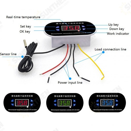 ZFX-W1308A 12V 24V 220V Thermostat Digital Temperature Controller Adjustable Temperature Control Switch