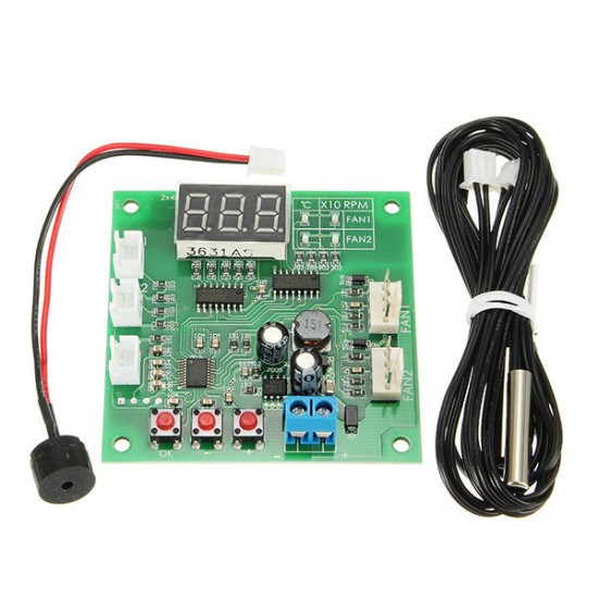 DC 12V 24V 48V 2 Way Cooling PWM 4 Wire Fan Temperature Controller Temperature Speed Display