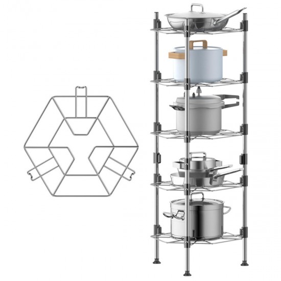 1/2/3/4/5 Layers Tier Stainless Steel Kitchen Storage Shelf Rack Pan Stand Pot Holder Rack Multi-Functional Floor Storage Shelf