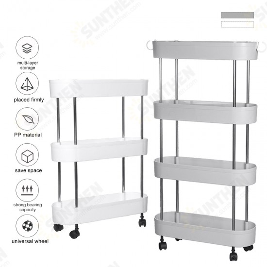 3/4 Layers Slim Storage Cart Mobile Shelving Unit Organizer Slide Out Storage Rolling Utility Cart Racks For Kitchen Bathroom